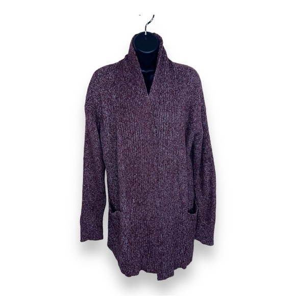 MEDIUM LIZ CLAIBORNE BURGUNDY KNIT SWEATER LONG SLEEVE OPEN FRONT - Picture 1 of 9